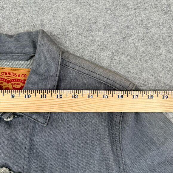 Levi's Women's Denim Trucker‎ Jacket Small Gray Embellished Boho Patchwork - Picture 13 of 16